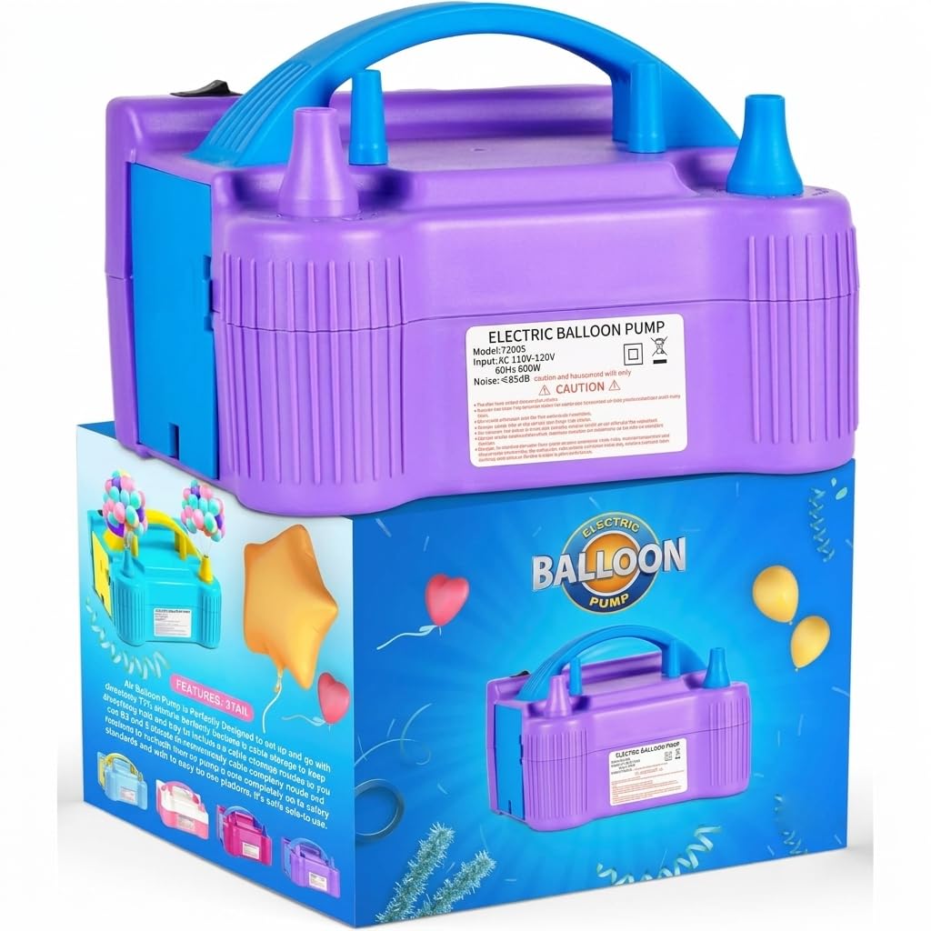 Active 100 Electric Balloon Pump, Portable Dual Nozzle Air Pump for Balloons 220v-240v 600w, Balloon Machine for Bulk Balloons Filling, Balloon Pump for Outdoor Recreations