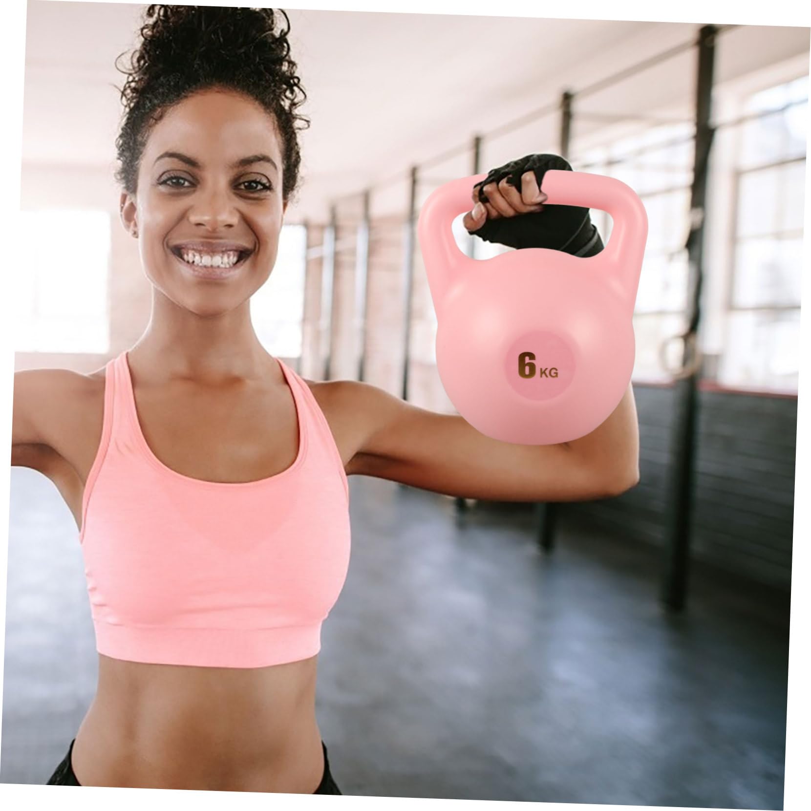 Kettlebell Morbido 6kg per Allenamento Fitness Rosa | Pe, Impugnatura Antiscivolo, Uso Domestico, Esercizi Full Body e Forza