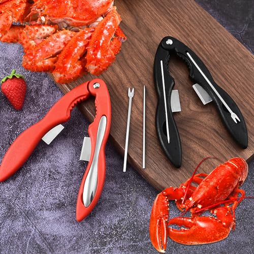 2 Sets Strumenti di Granchio Crab Leg Cracker Tool Set di Strumenti di Frutti di Mare in Acciaio Inossidabile Forma di Morsetto per Aragosta per Noci Crostacei Cosce di Granchio - immagine 3