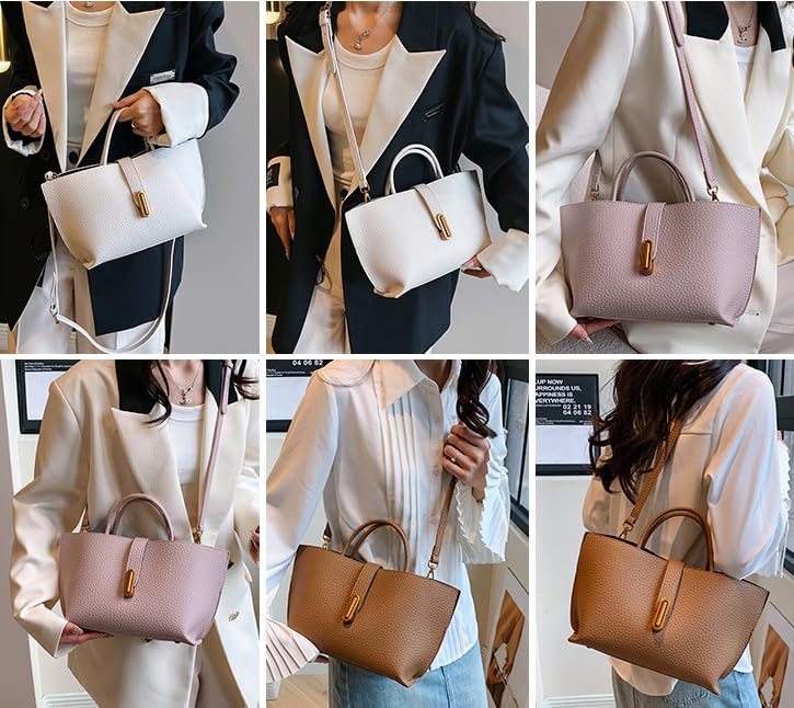 Bolso Tote de ante para mujer con asa retro y bandolera miniatura 7