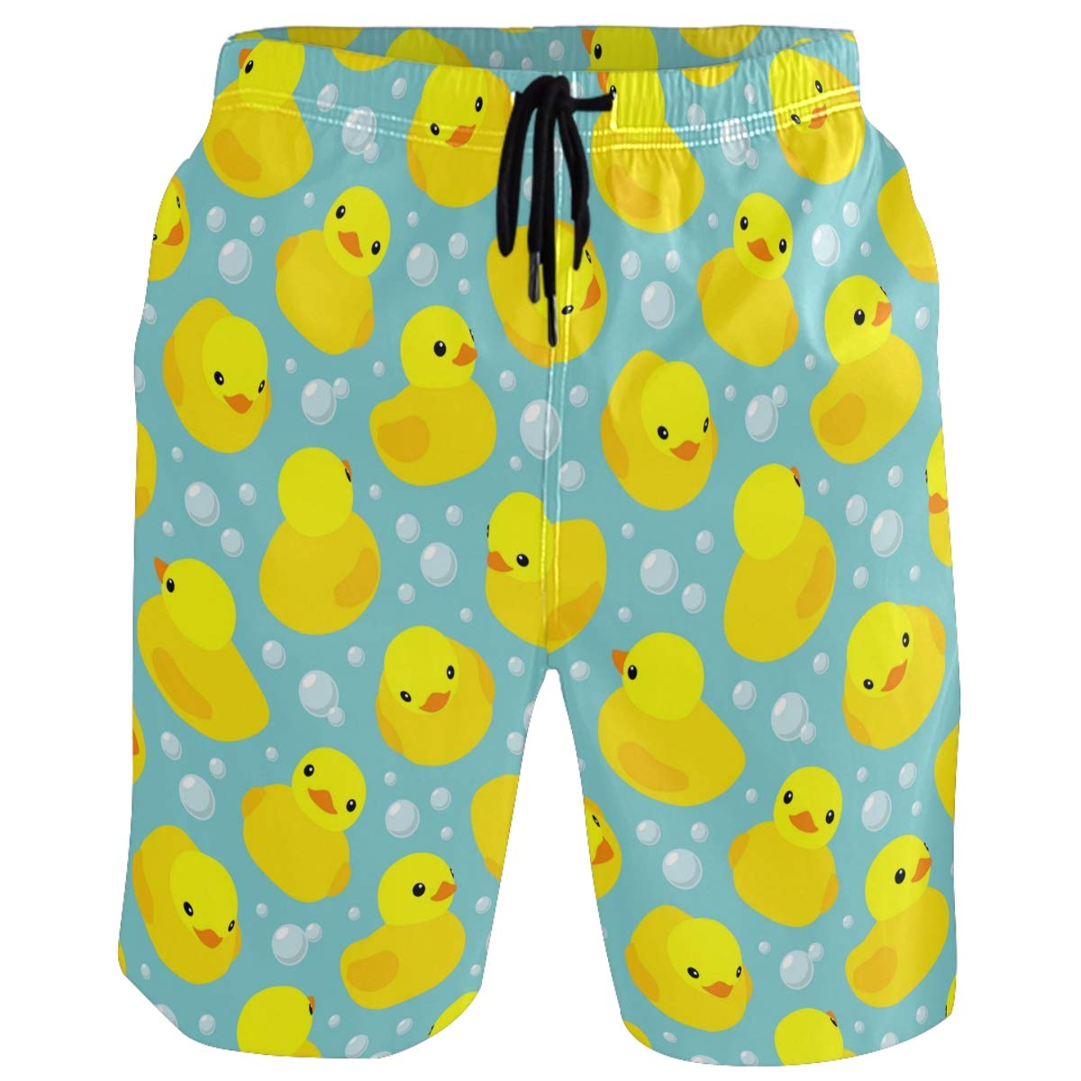 visesunny Mens Funny Swim Trunks Quick Dry Beachwear Sports Running Swim Board Shorts Mesh Lining, Rubber Duck, Medium