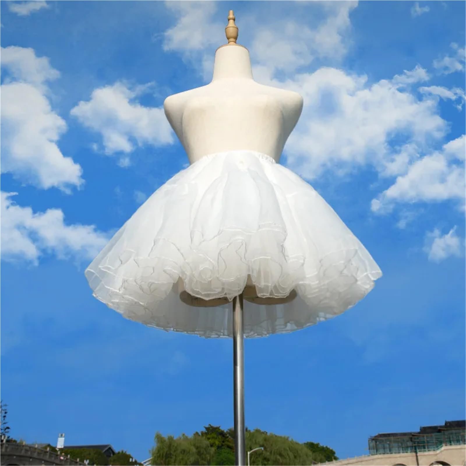 Sottogonna Corta in Tulle Gonna Lolita soffice, Sottoveste Bianca e Nera a 4 Strati, 35/40/48 cm, con Supporto in Filato Morbido Senza Ossa, Accessorio for Abito da Ragazza