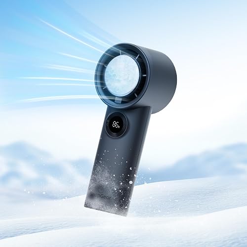 Handheld Fan DASH2, Ice Pad Cooling & Fast Sports Cooling, 5 Speed, 4000mAh, 13000 RPM, Digital Display, Portable, Slate Blue