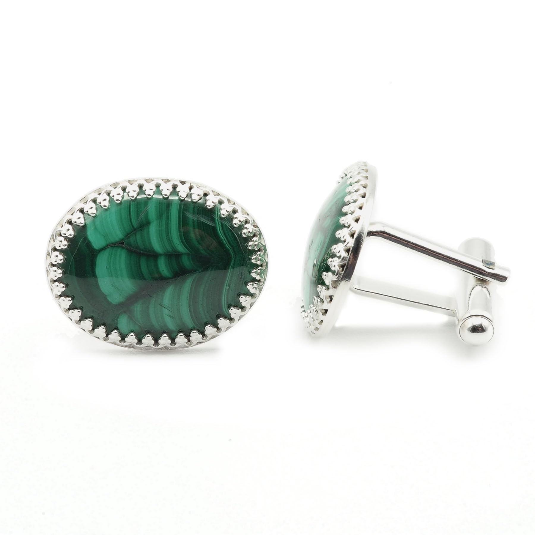 Manschettenköpfe mit Malachit und 925er Silber