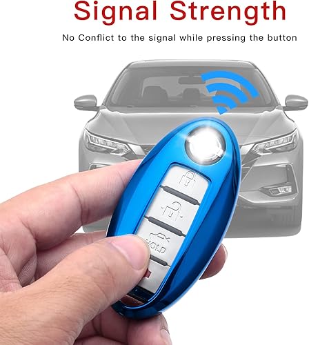 Miniatura 5 de KPPOWER Funda para llavero Nissan, funda para llavero para Nissan Altima Maxima, Murano, Rogue Sentra 370z, Pathfinder, control remoto inteligente,
