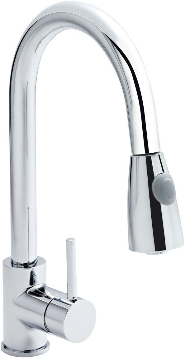 Nuie KC318 ǀ Modern Kitchen Single Handle Pull Out Mixer Tap, 338mm x 110mm, Chrome