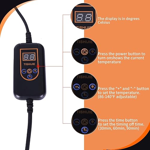 Miniatura 3 de Cojín de asiento portátil con calefacción para silla de oficina con control de temperatura y temporizador, calefacción de respaldo y asiento, para