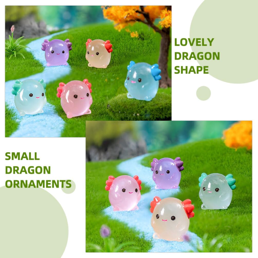 SUPVOX 6Pcs Glow in the Dark Resin Dragon Figurines Miniature Dragon Decor for Garden Fairy Landscape Micro Animal Ornaments