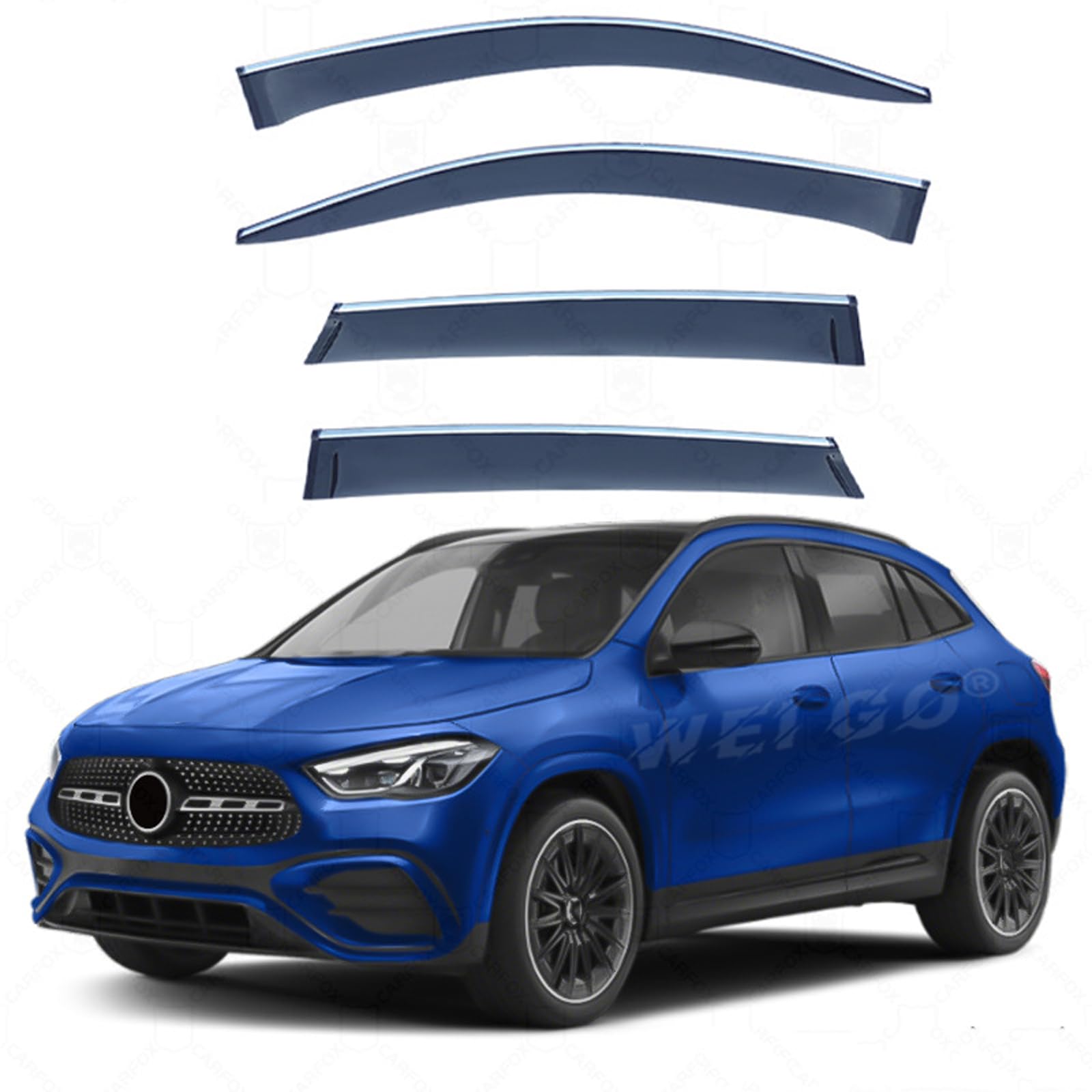 Car Wind Deflectors for Mercedes Benz GLA MK2-H247 2020-2025, Smoke Tinted Window Visors Rain Guards Sun Shades Side Window Deflectors Protection