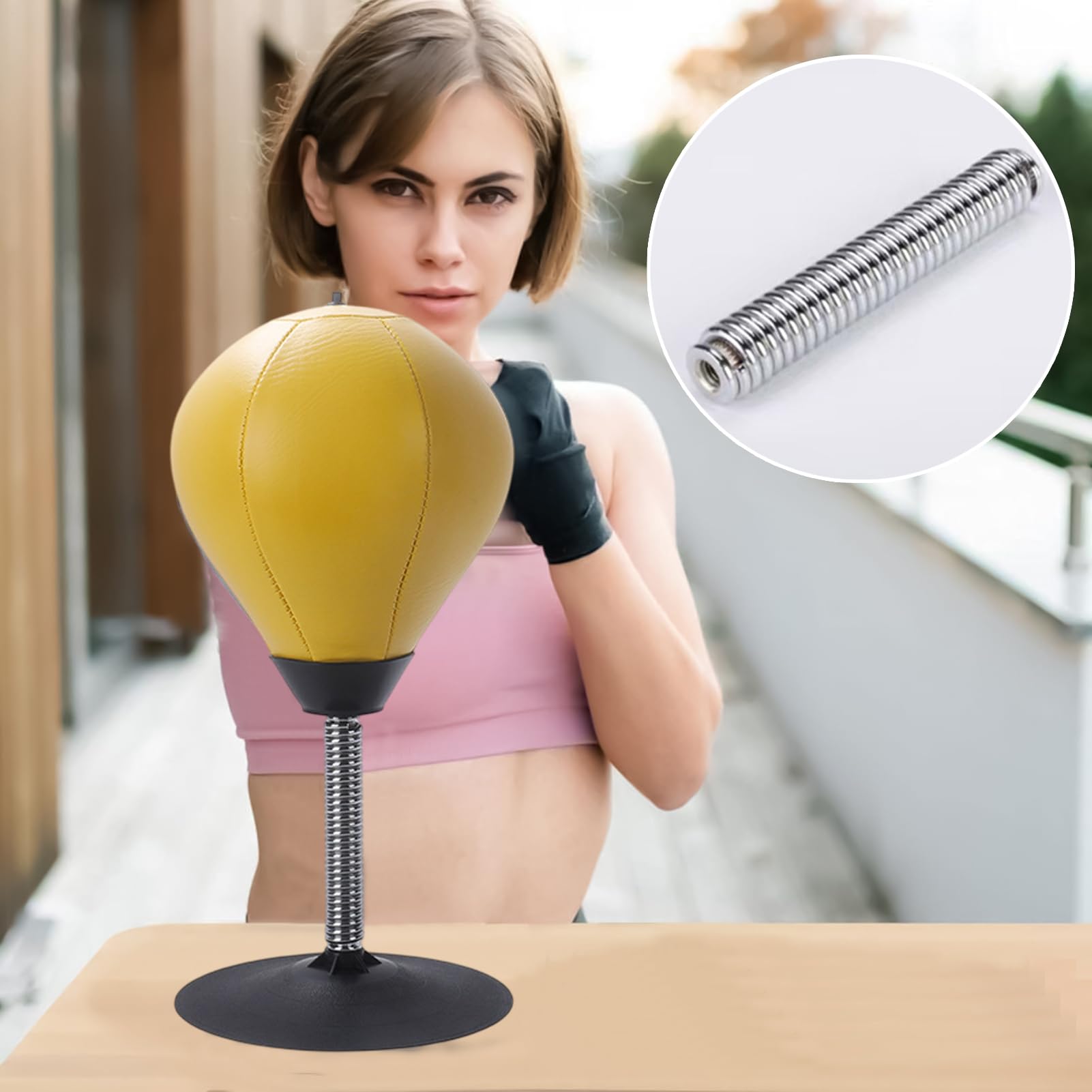 Anti-Stress-Boxball – Schreibtisch-Boxsack | Schlagtrainer aus robustem PVC mit Pumpe für Bürotisch, Heimtraining, Jugendliche, Erwachsene und Therapie