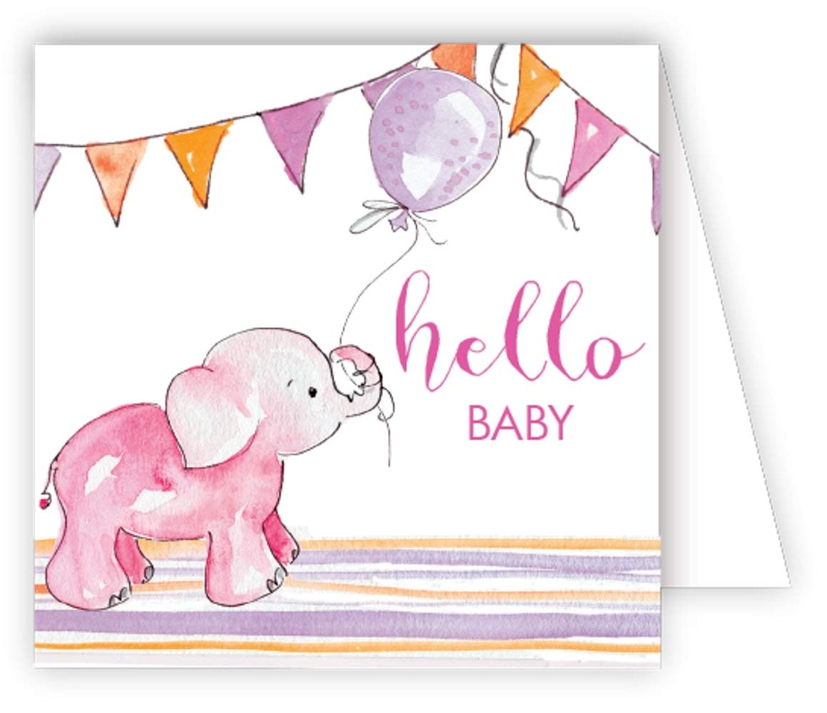 RosanneBeck Collections Baby Girl and Baby Boy Hand Embellished Glittered Gift Enclosure Cards Box of 12 Assorted Cards with Envelopes
