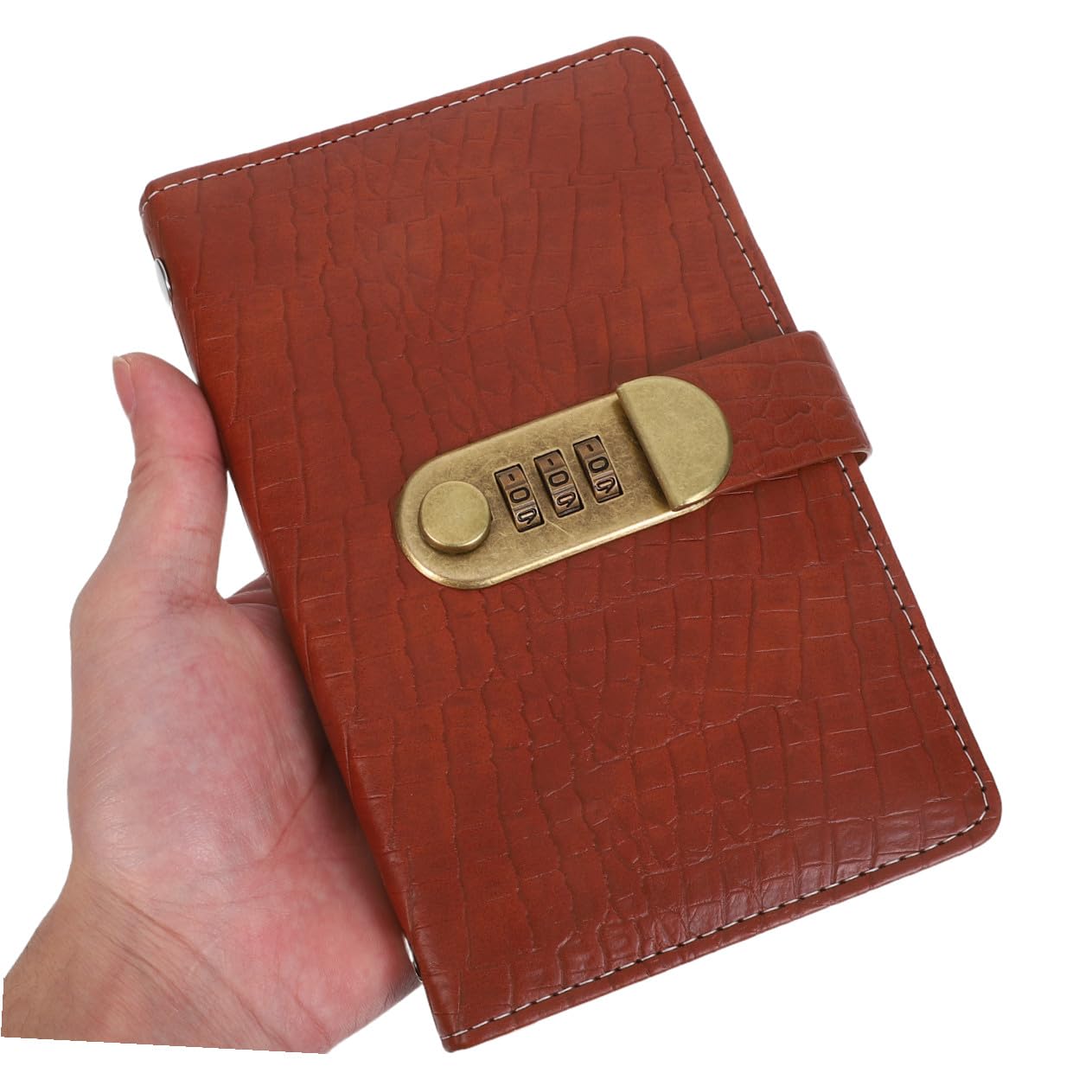 UKCOCO Carnet d'Épargne à Code Secret avec Cadenas 100 Enveloppes Numérotées Couverture en PU Motif Crocodile Marron Foncé Planificateur Budgétaire pour Gestion d'Argenté et Défis