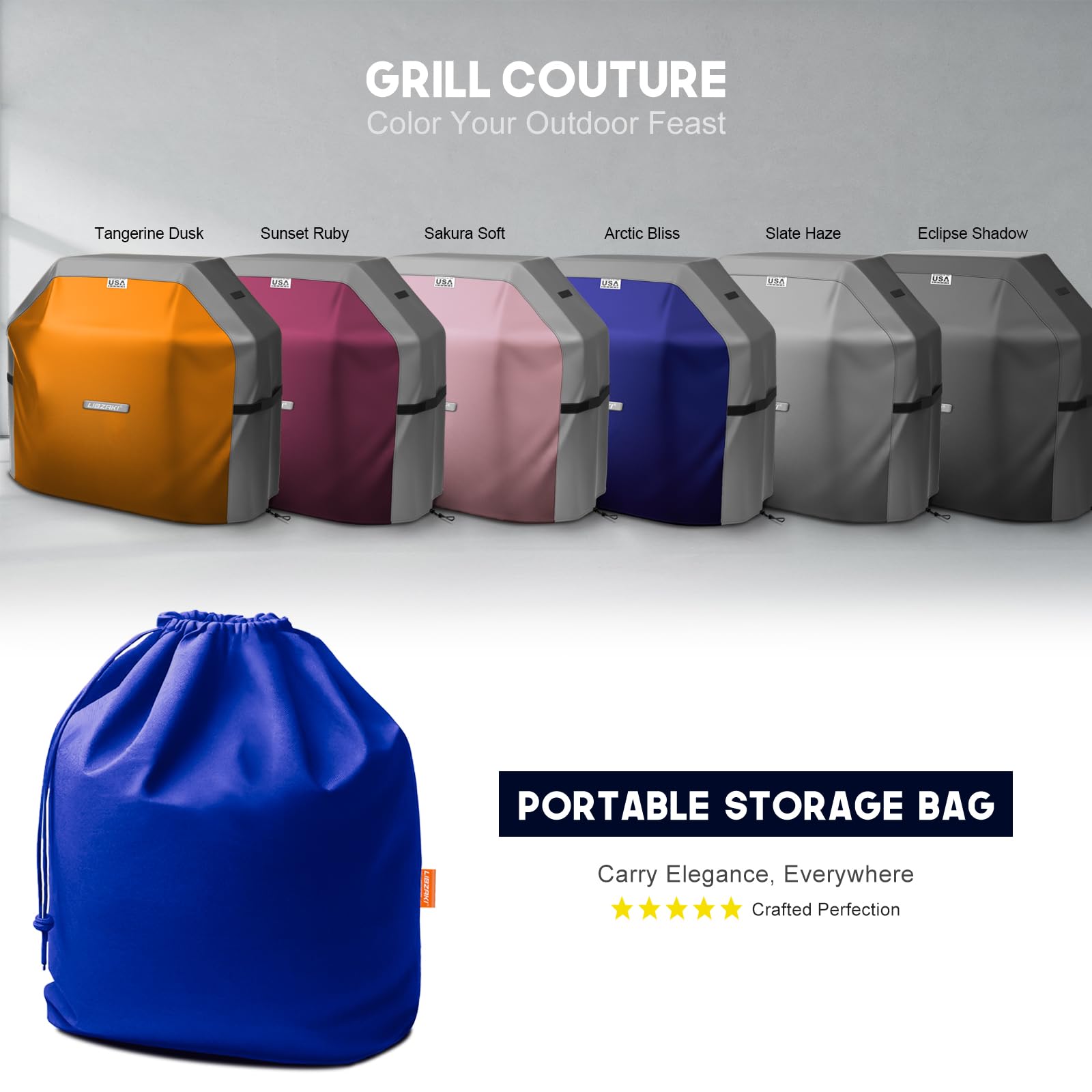 LIBZAKI Copertura per griglia 420D impermeabile, resistente alle intemperie, antistrappo, anti-UV, resistente allo sbiadimento, copertura per barbecue a gas Weber, Char Broil, Nexgrill, ecc., 182,9 cm