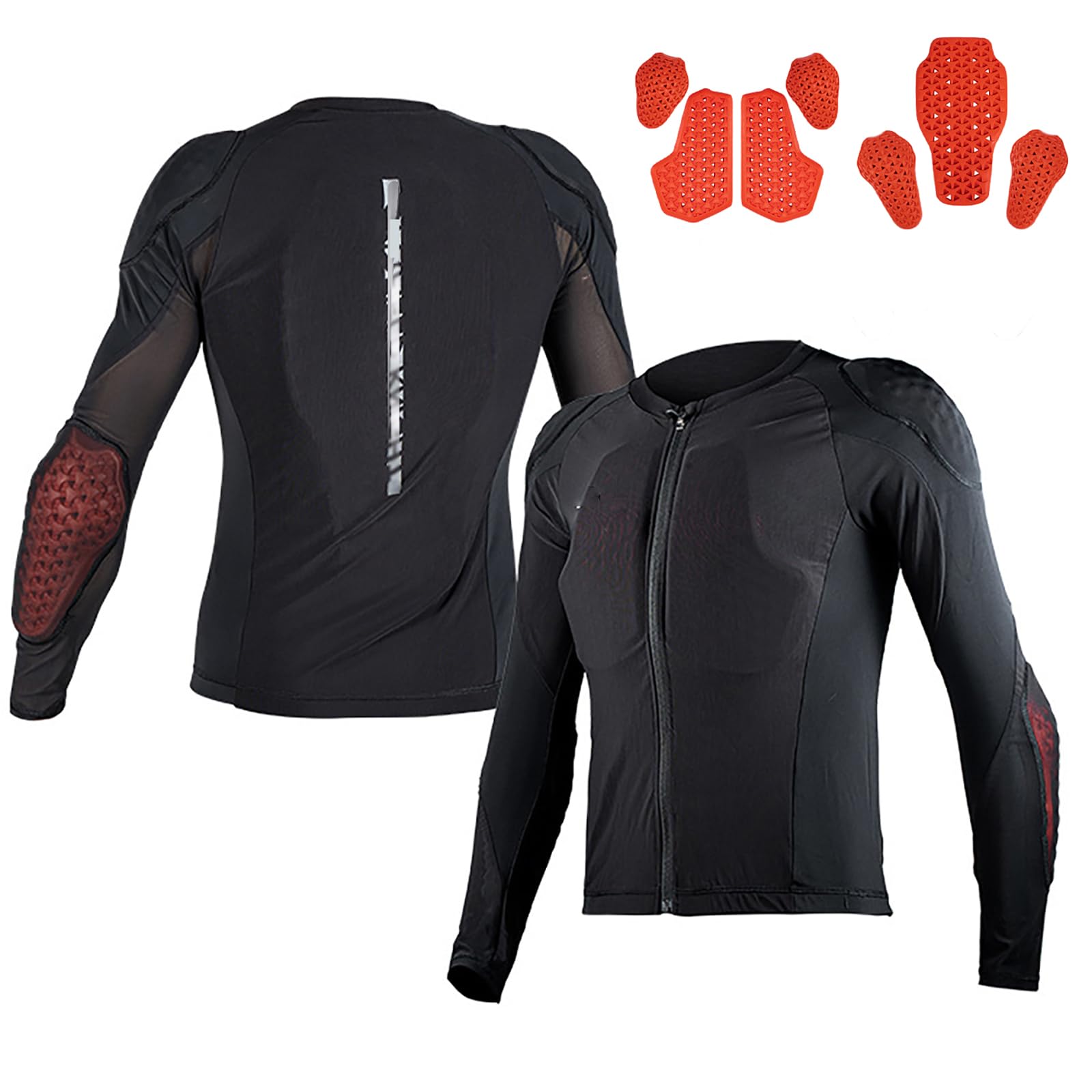 Sommer-Motorrad-Protektorenhemd Damen Herren – Atmungsaktive Mesh-Schutzkleidung Mit Herausnehmbaren Protektoren – Motorradausrüstung Für Stadtfahrten, Touren Und Outdoor-Sport,Black-L