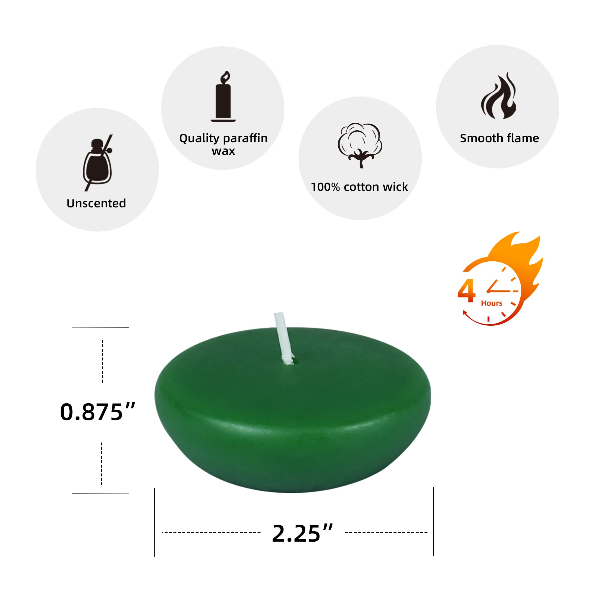 Zest vela 24 piezas Velas flotantes, 5,7, Hunter verde