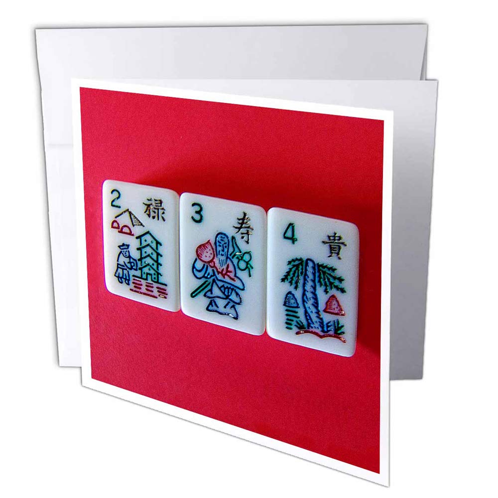 3dRose Mah Jongg Flowers - Greeting Cards, 6 x 6 inches, set of 12 (gc_7480_2)