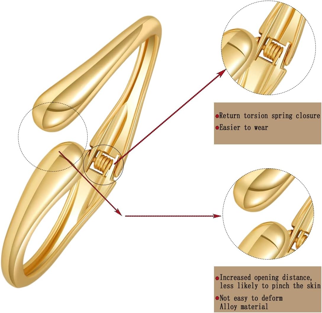 Gold Chunky Bangle Bracelet for Women Adjustable Twist Cuff Design Tarnish-proof Stackable Jewelry Gift - Image 4