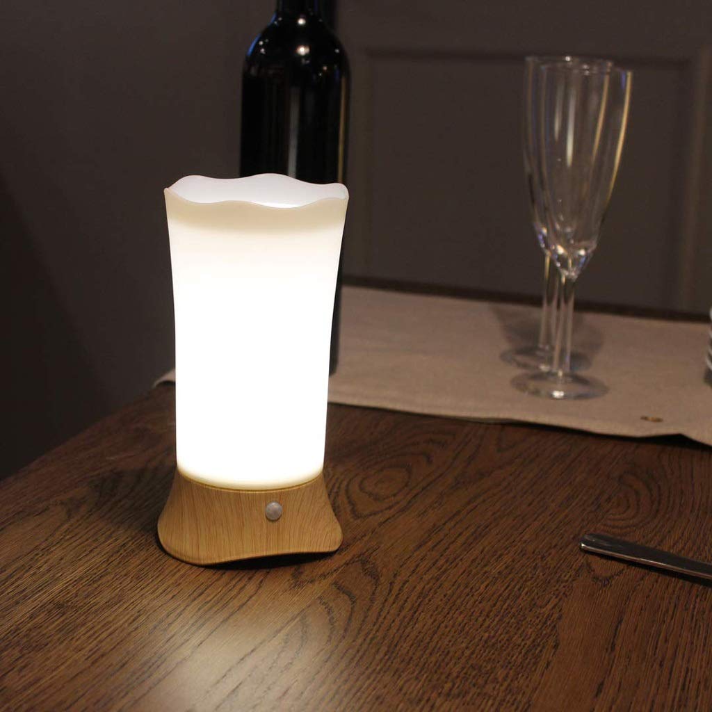 KKXXYQFC Koronkowa stołowa z czujnikiem ruchu LED Lampka nocna Lampki nocne, Mała bezprzewodowa biurkowa na baterie, Zestaw 2 szt., Do łazienki, sypialni, pokoju dziecięcego