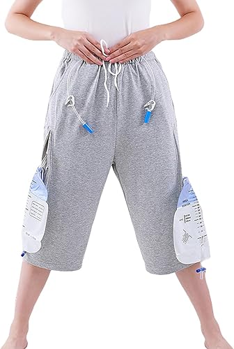 Miniatura 7 de Pantalones unisex para el cuidado de la incontinencia, pantalones de drenaje urinario, pantalón de catéter, pantalones de fístula, Negro -, XL Negro