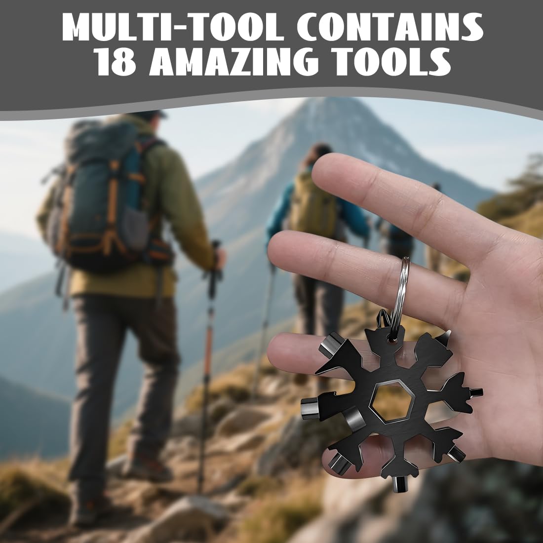18-In-1 Multi-Tool Snowflake, Multi Attrezzo In Acciaio Portatile, Portachiavi Fiocco Di Neve, Strumento Fiocco Di Neve, Attrezzo Per All'Aperto Campeggio Avventura