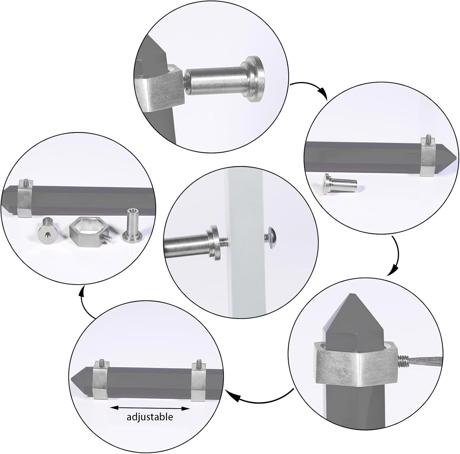 SUNYIK Pack of 2 Dragon Bloodstone Faceted Crystal Point Cabinet Knob with Screws, Hexagonal Double Point Stone Kitchen Cabinet Handle Dresser Hardware Decor, Stainless Steel Handle