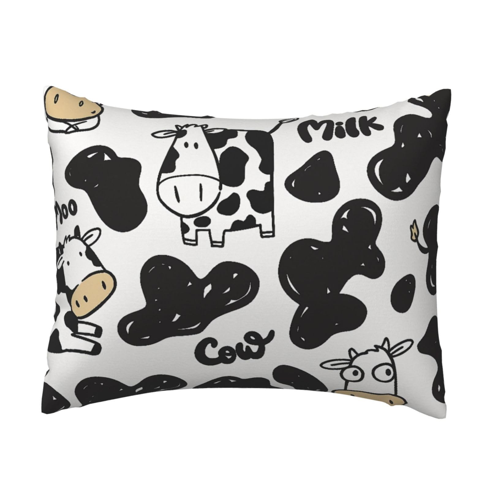 Cartoon Cow Pillowcase Soft Plush with Zipper Decorative Pillowcovers 16x20 in