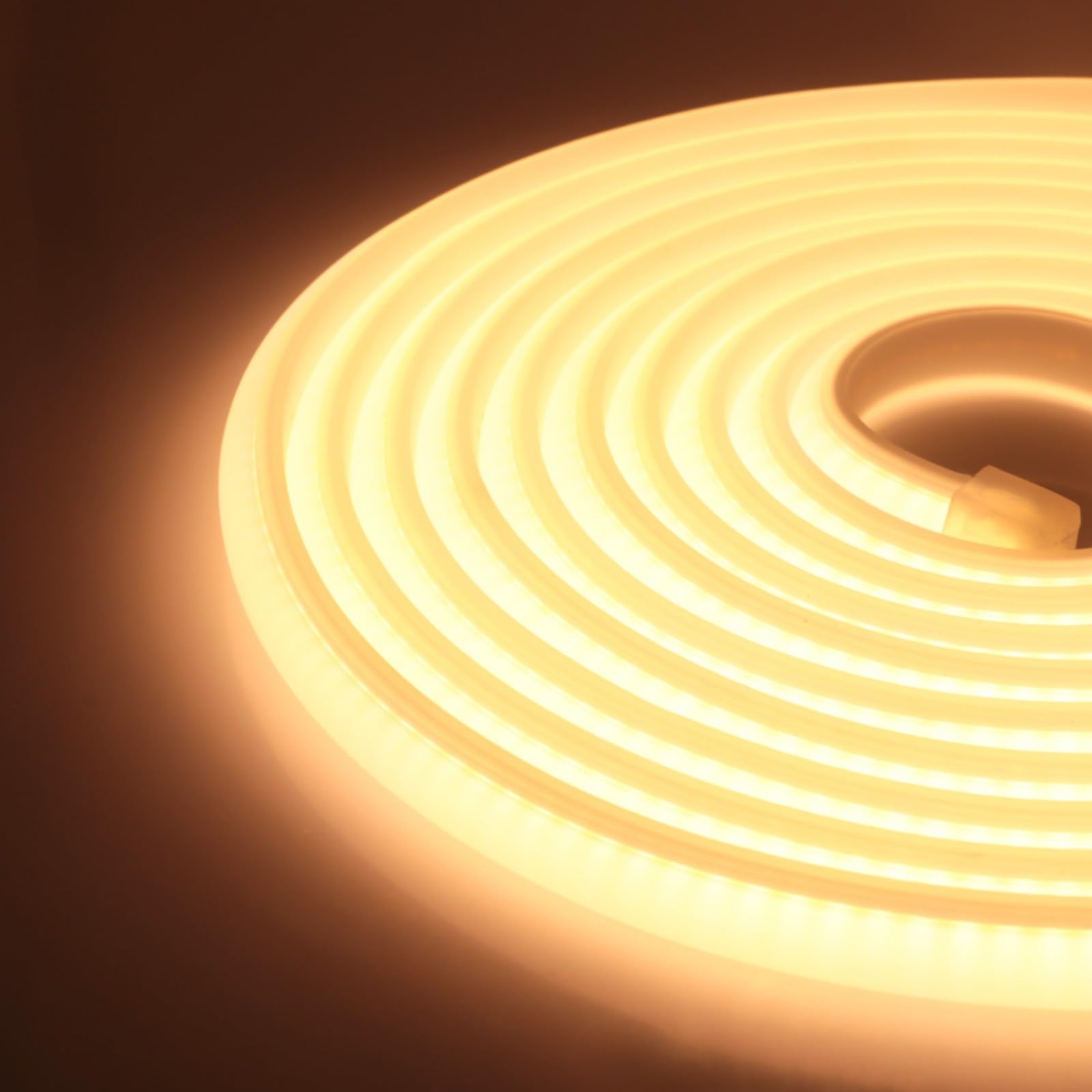 XUNATA 25m LED Neon Flexible 220V, Tira de LED COB con Cable de Alimentación, Alto brillo 288 LEDs/m, Cada Corte de 50 cm, IP65 Impermeable Luz de Cuerda - Blanco Cálido