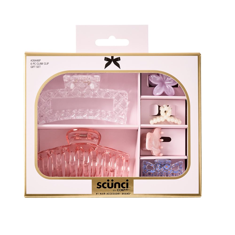 Amazon.com : Scunci by Conair 6pk Pastel Gift Set - Claw Clips