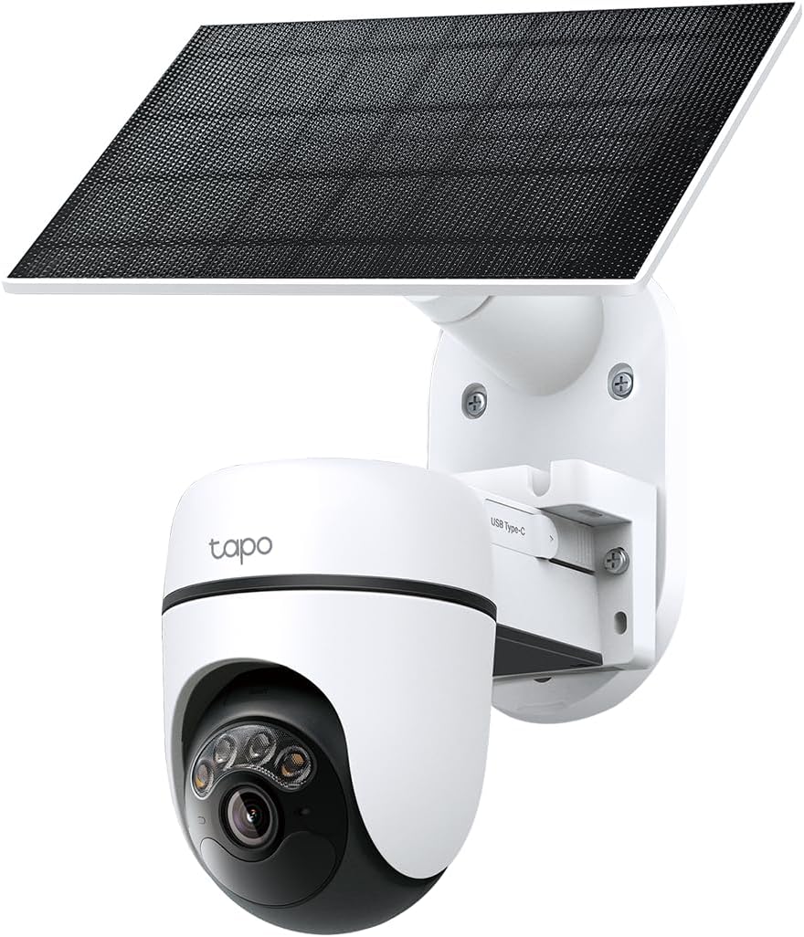 Cámara de seguridad inalámbrica panorámica/inclinable para exteriores 2K, KIT C610 | Energía de batería con energía solar, seguimiento de movimiento AI de 360°, detección de personas, almacenamiento local sin suscripción o nube opcional