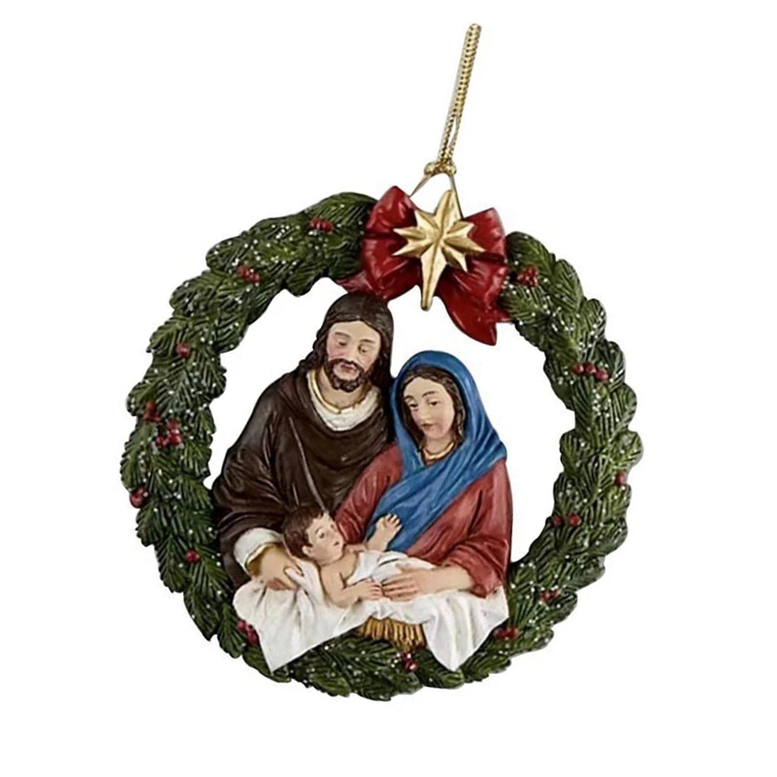 Acrylics Nativity Scene Christmas Wreath Christmas Tree Hanging Ornament for Home Holiday Decoration Traditional Ornament