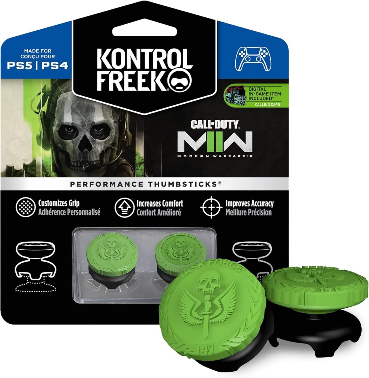 GET IN THE GAME Call of Duty: Modern Warfare II Thumbsticks for PS4 & PS5 | 2 High-Rise + Hybrid/Flat | Precision Control for FPS | Black/Green | Enhanced Aiming & Grip-image-22