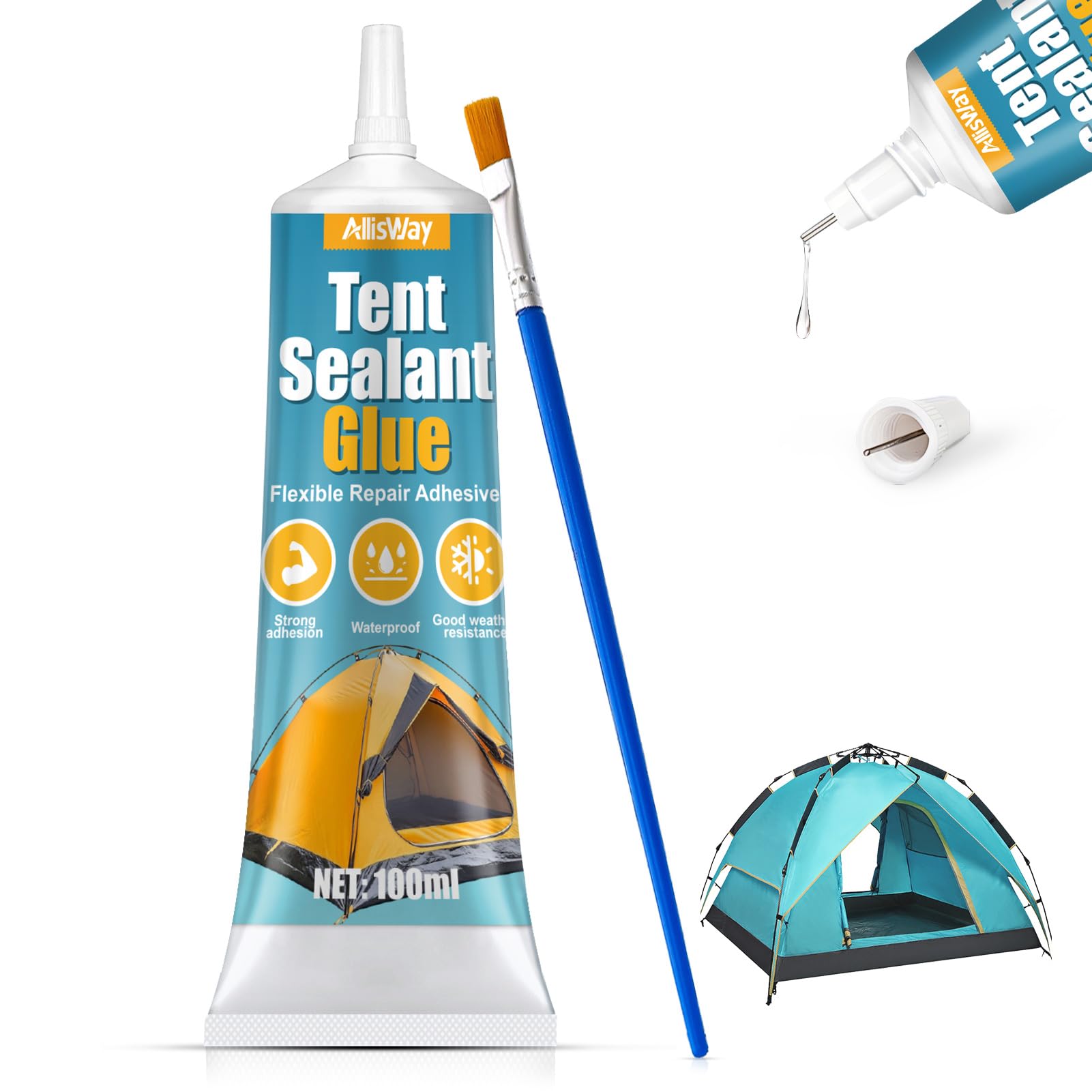 Klej z PCW – klej Seam Sealer, z pędzlem, przezroczysty, 100 ml | Nadaje się do namiotów, markiz, plecaków, nadmuchiwanych łodzi i produktów wodoodpornych, elastycznych i trwałych