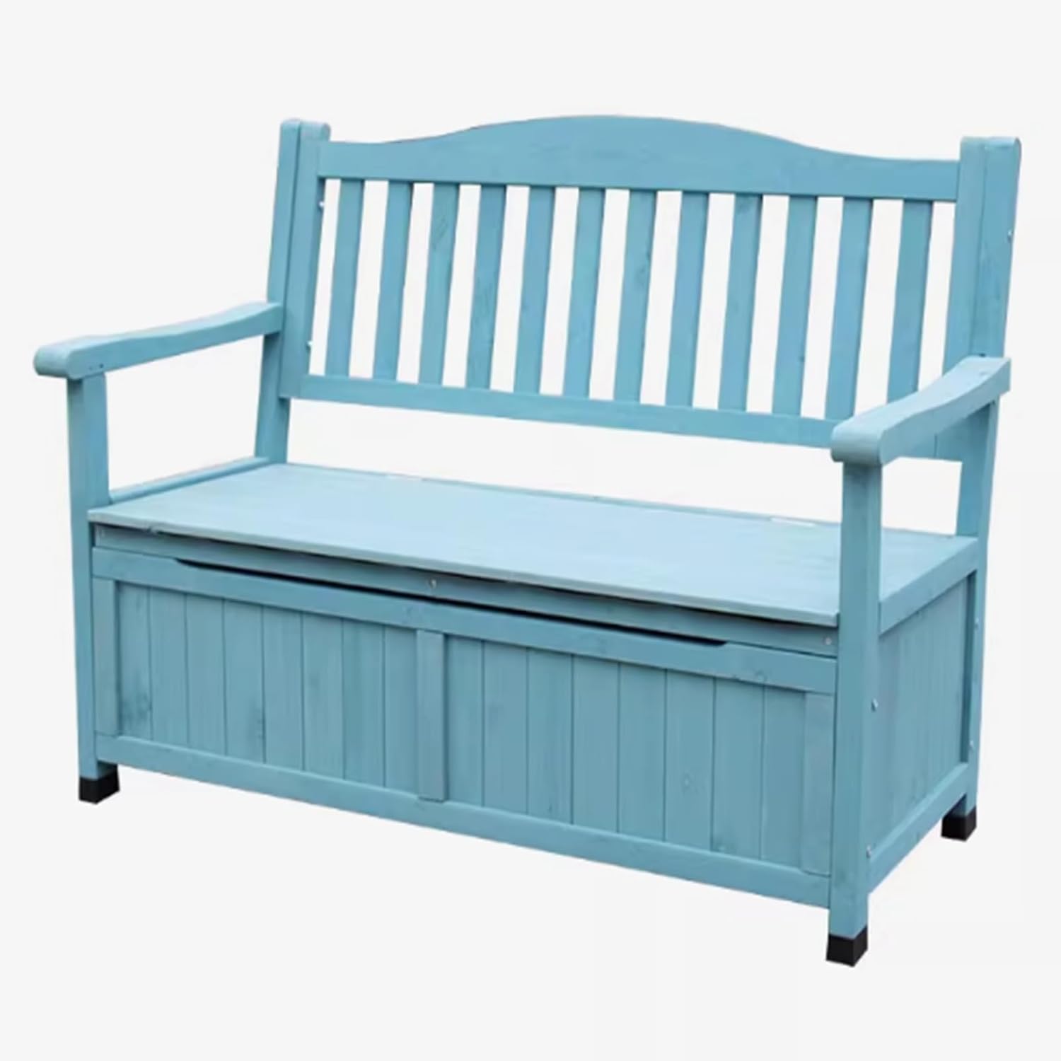 Outdoor Wooden Storage,Large Wooden Deck Box with Seat,2-Person Wooden Patio Bench, for Entryway, Backyard, Garden(124 * 62 * 88.2cm/48.8 * 24.4 * 31.7in,Blue)