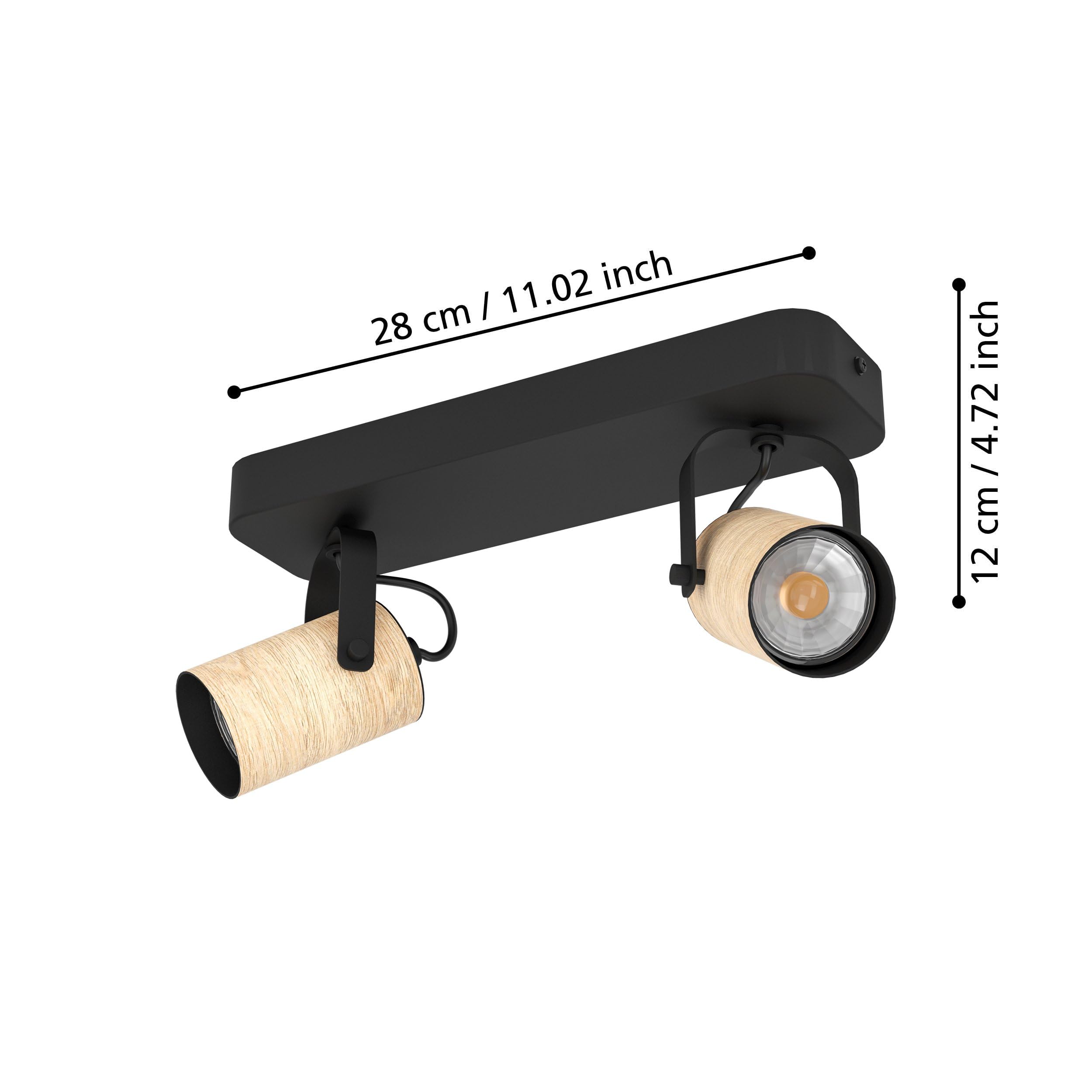 Eglo Rail spot LED Cayuca, rampe de 2 spots orientables, barre de spots