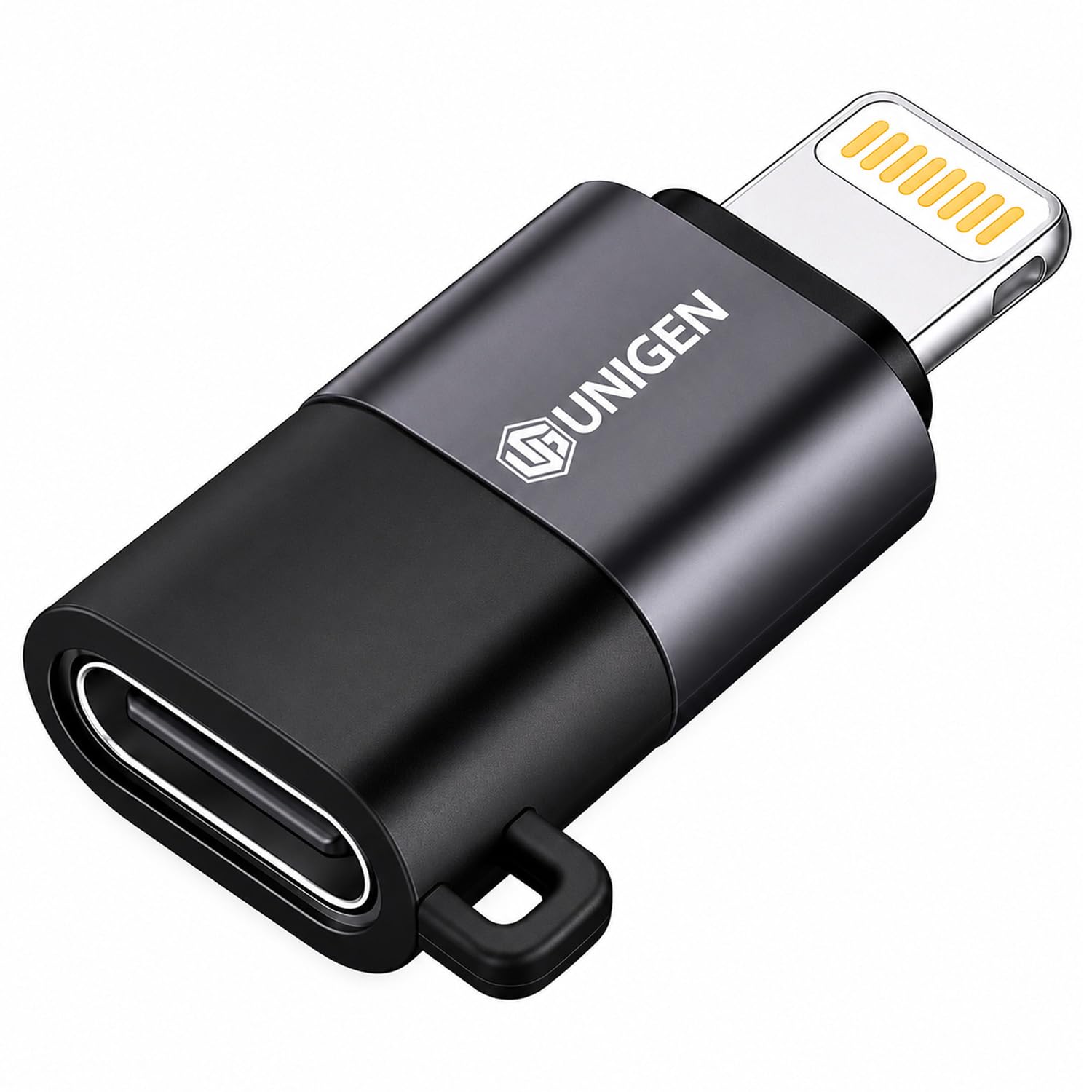 unigen audio type-c female to lightning male otg adapter | data transfer | compatible with ipad, iphone 14, iphone 13 & other series | black (otg)