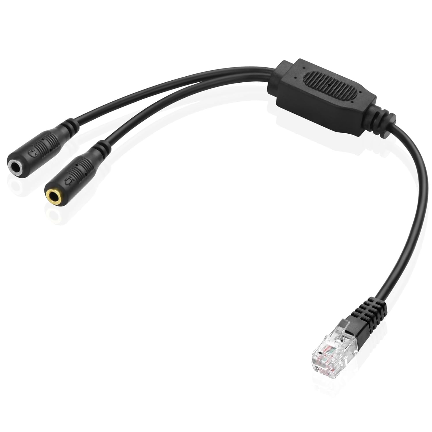 XMSJSIY RJ9 to Dual 3.5mm Telephone Audio Cable Headset Jack Adapters Cable RJ9 Male to 2 x 3.5mm Female MIC Headphone Microphone Jack Audio Cable – 30CM/11.8inch