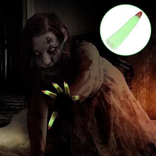 Miniatura 3 de 50 dedos de bruja de Halloween, cubierta de uñas de bruja aterradora que brilla en la oscuridad, para accesorios de Halloween, suministros de cosplay
