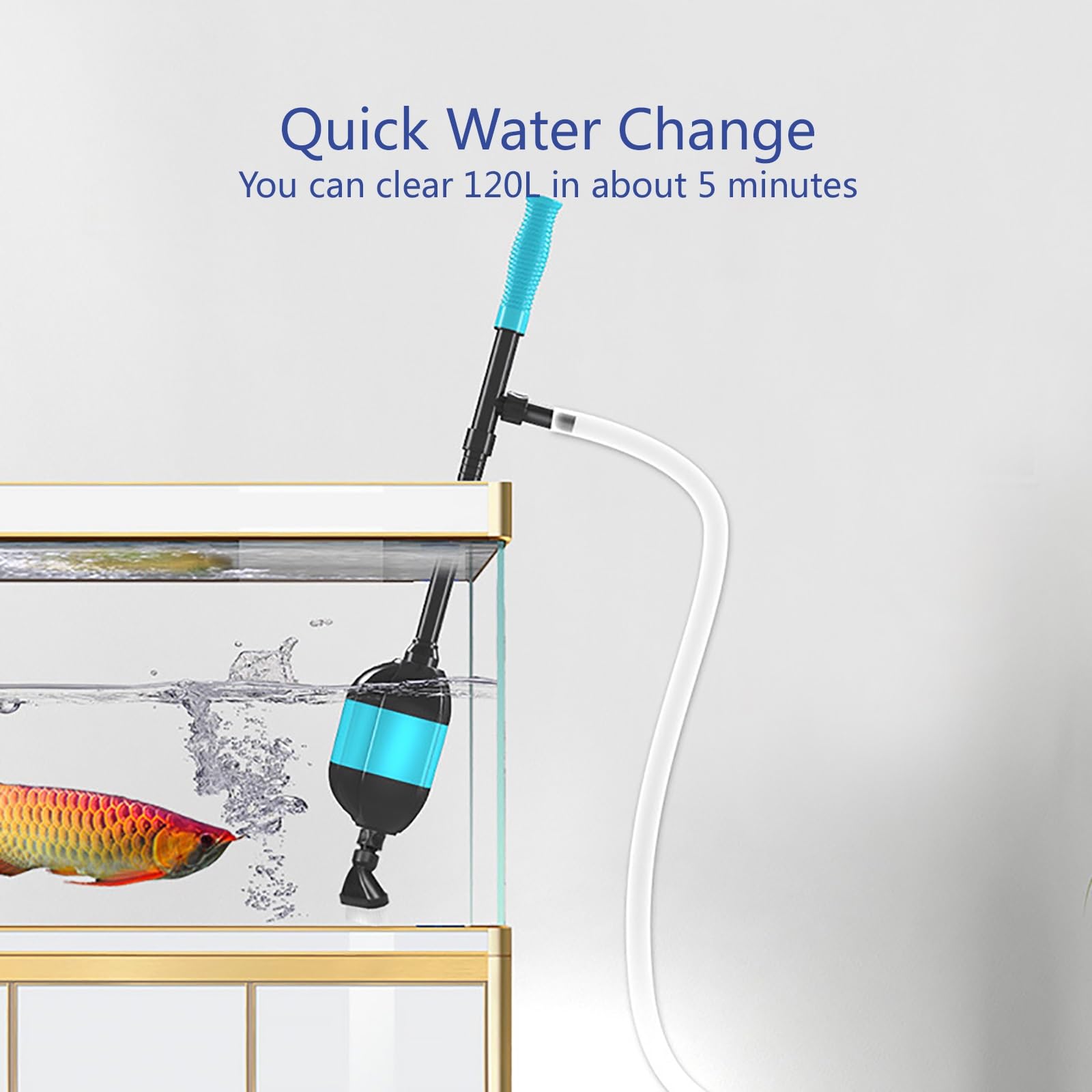Herramientas Automáticas De Limpieza De Peceras, Limpiador De Grava para Peceras, Artículos De Mantenimiento De Agua para Acuarios, Apto para Cambiar La Arena De Lavado De Agua(20W)