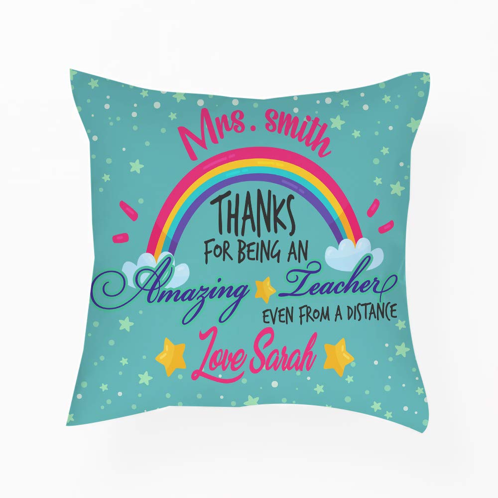 Getagift Personalised Teachers Present Idea - Thanks for being an amazing Teacher ANY NAME inspired Throw Pillow Cover Cushion Cover With Insert. (Satin Insert)
