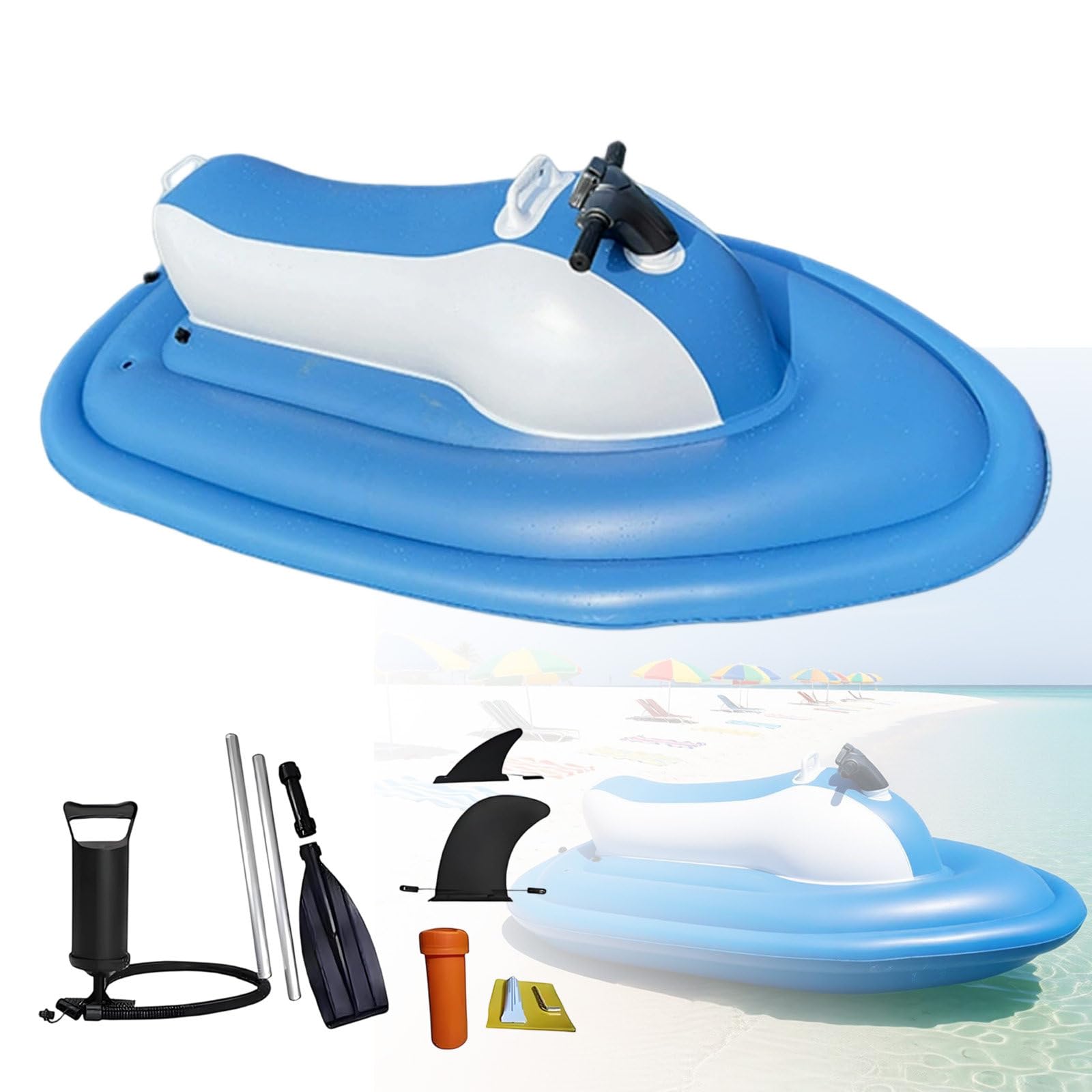LwiftGal 2-Person Electric Underwater Jet Boat with Dual Safety Fins & 500W Scooter(Optional), Electric Inflatable Jet Ski, 220kg Load Capacity, for Water Sports White-Nothrusters