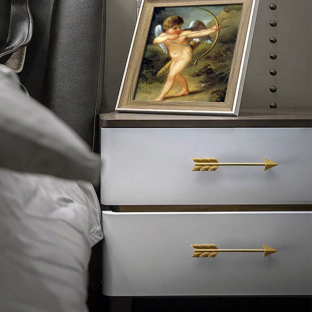 Cabinet Door Pulls Arrow Shaped,CENGOOD Kitchen Cupboard Cabinet Dresser Closet Drawer Hole Center 5"(128mm) Gold Pack of 10