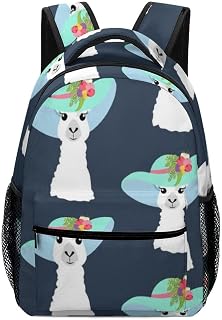 ColourLife Mochila escolar Lhama no chapéu, bolsa para livros, para homens, mulheres e estudantes
