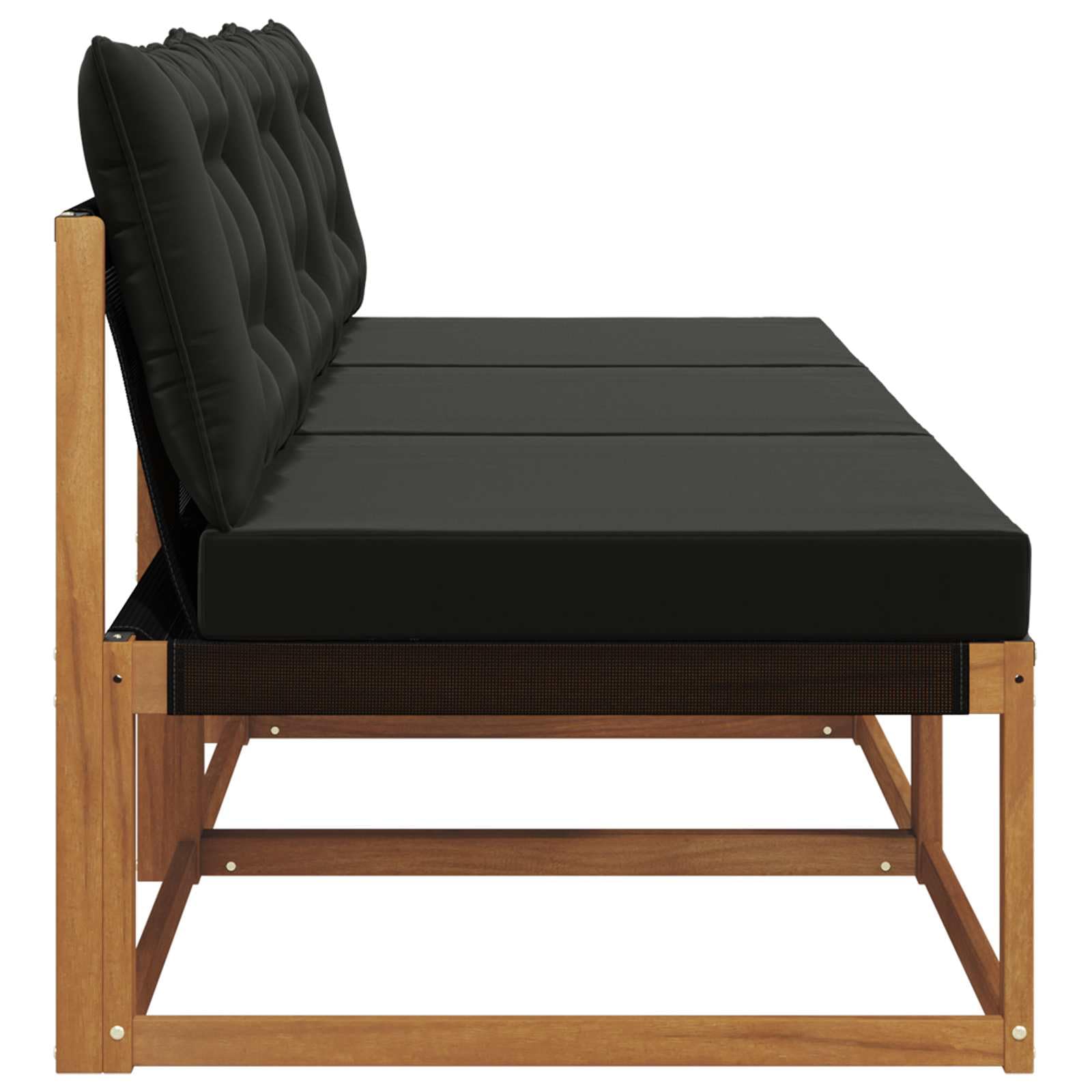 Set di 3 divani centrali per esterni, in legno massello di acacia naturale, set di mobili da giardino, per terrazza, balcone