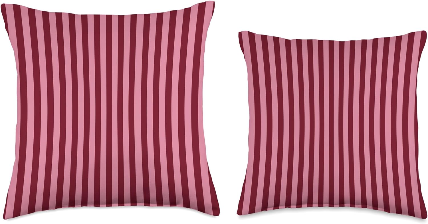Burgundy and Pink Stripes Geometric Vertical Lines Trendy Throw Pillow