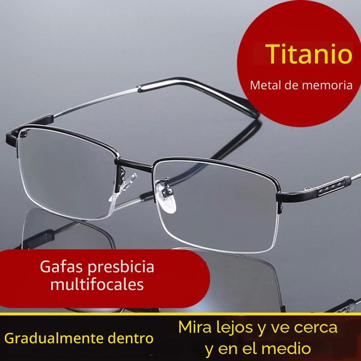 MIRYEA Multifocal Progresivo Gafas de Lectura Hombres Mujeres Computer Filtro de luz Azul de enfoque múltiple Presbicia Inteligente Anteojos Retro de Ligero Marco sin línea Lectores Antirreflejos