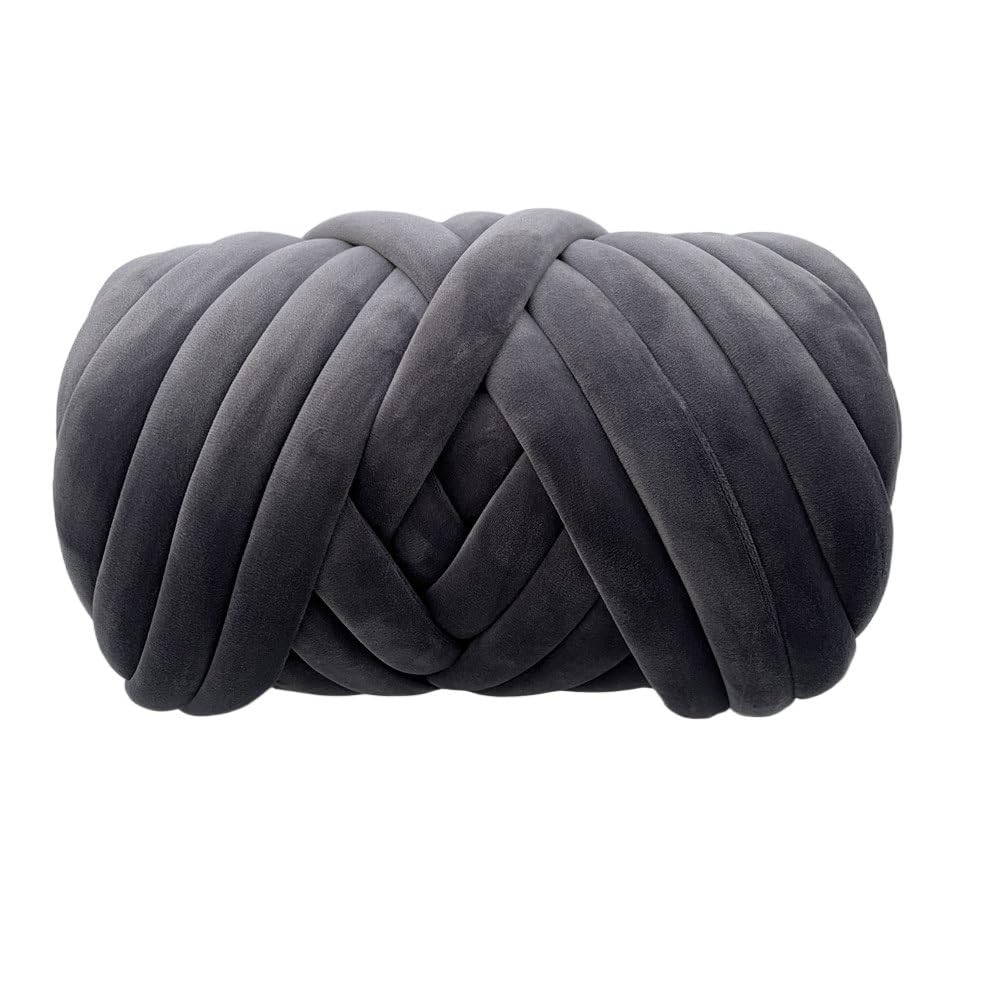 Gruba przędza bawełniana, Przędza aksamitna do robienia na drutach i tkania ręcznego, wielokolorowa, 1 kg(Dark gray)