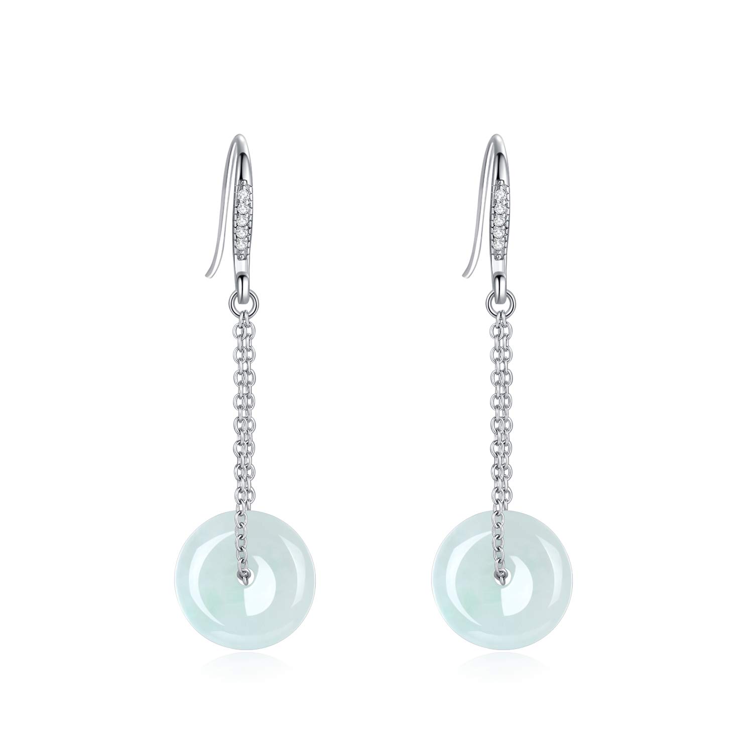 xiao nian jewelryJade Earrings Protect Safety Charm Jade Clasp Fashion And Elegant Jewelry Dangle Earrings For Women.Sterling Silver Ear Hook.