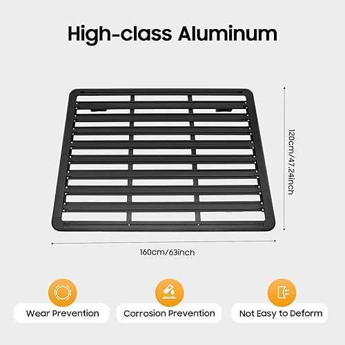 Miniatura 4 de Portaequipajes universal para automóvil, soporte para equipaje de plataforma para automóvil, cesta de acero de aluminio, estante plano de techo para