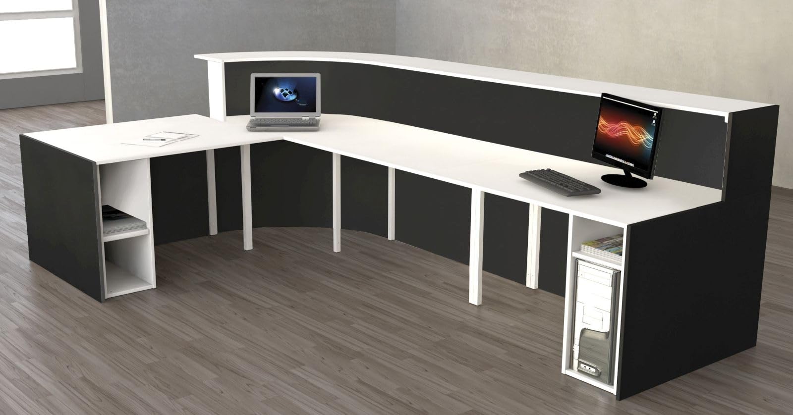 Bari große L-Theke für Büro & Praxis/mit Beratungsplatz/Anthrazit