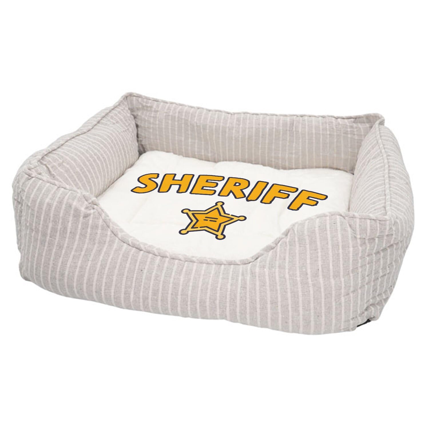 Lit pour chien déhoussable et lavable motif Sheriff | Base antidérapante et moelleuse